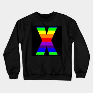 The Letter X in Rainbow Stripes Crewneck Sweatshirt